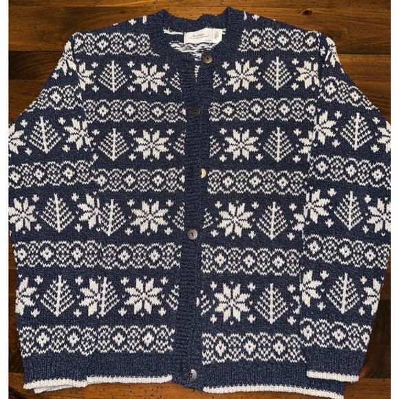 Vermont Country Store Women’s Sweater – Size Large – Fair Isle Snowflake Knit - Picture 1 of 7